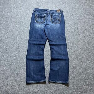 BKE Drew Bootcut Jeans 33x31.5 (Fit 36)‎ Blue Denim Stretch Embroidered Y2K